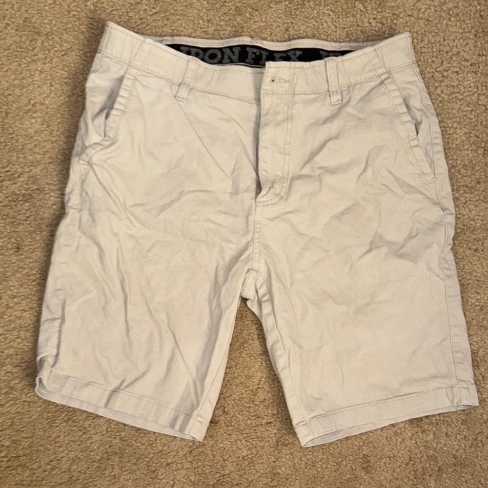 Tan Flat Front Shorts with Classic Style